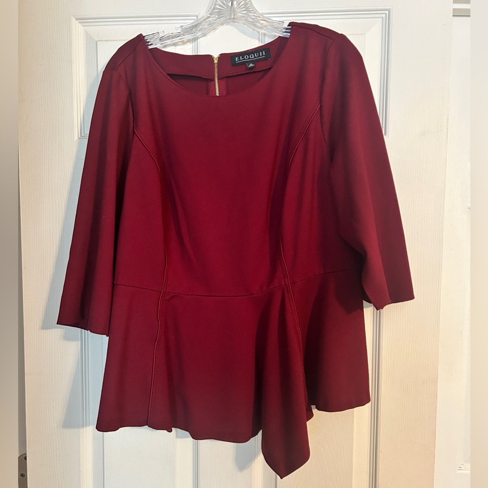 ELOQUII Women's Burgundy Dress Top